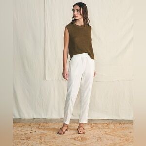 Faherty Women Pants White Arlie Jogger Utility Linen Pull On Stretch Size Medium